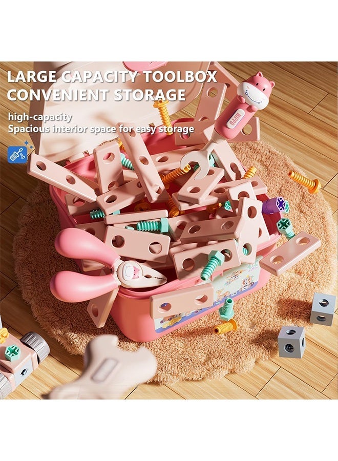 Children's Repair Tool Box 144PCS Pretend Play Tool Set DIY Tools Toys for Kids Screw Toolbox Set Assembly Simulation Repair Tools Educational Toys Children's Play House Toy Puzzle Educational Toy - Image 4